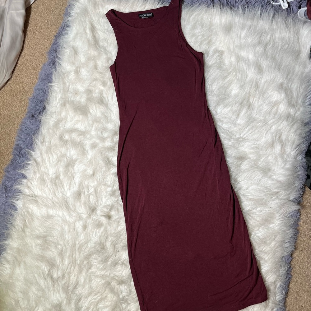 Maroon Bodycon Maxi Dress